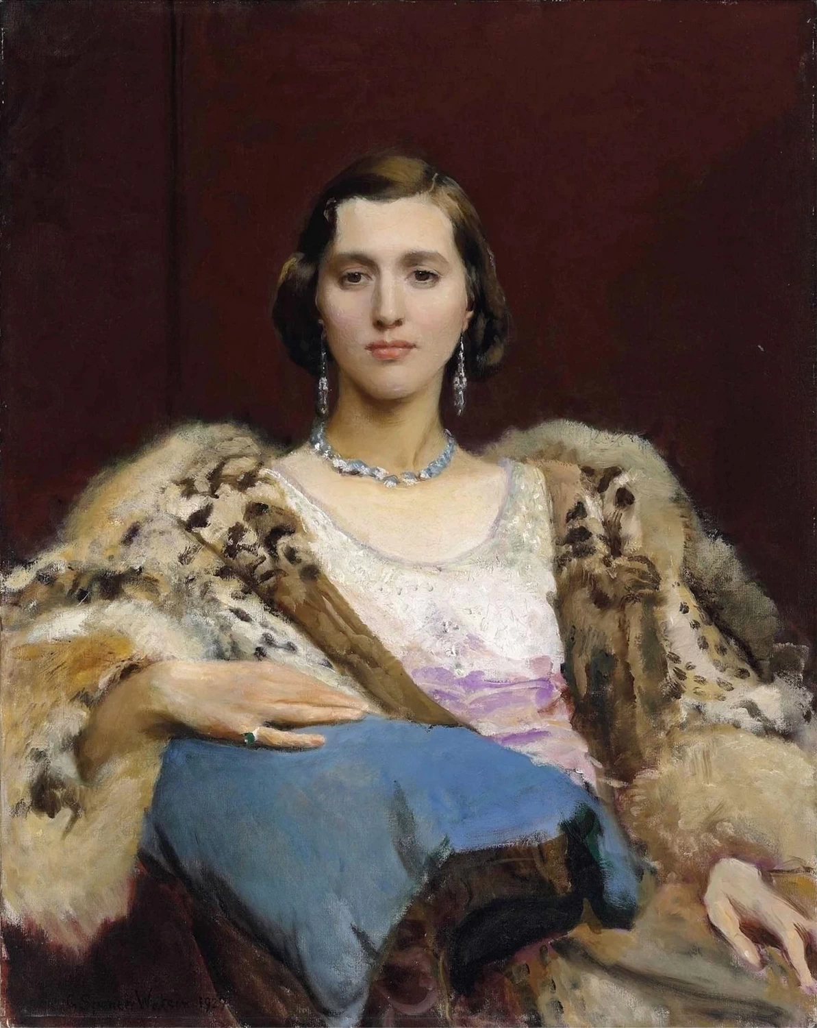 Ritratto della signorina Dewitt che indossa una stola leopardata, 1929